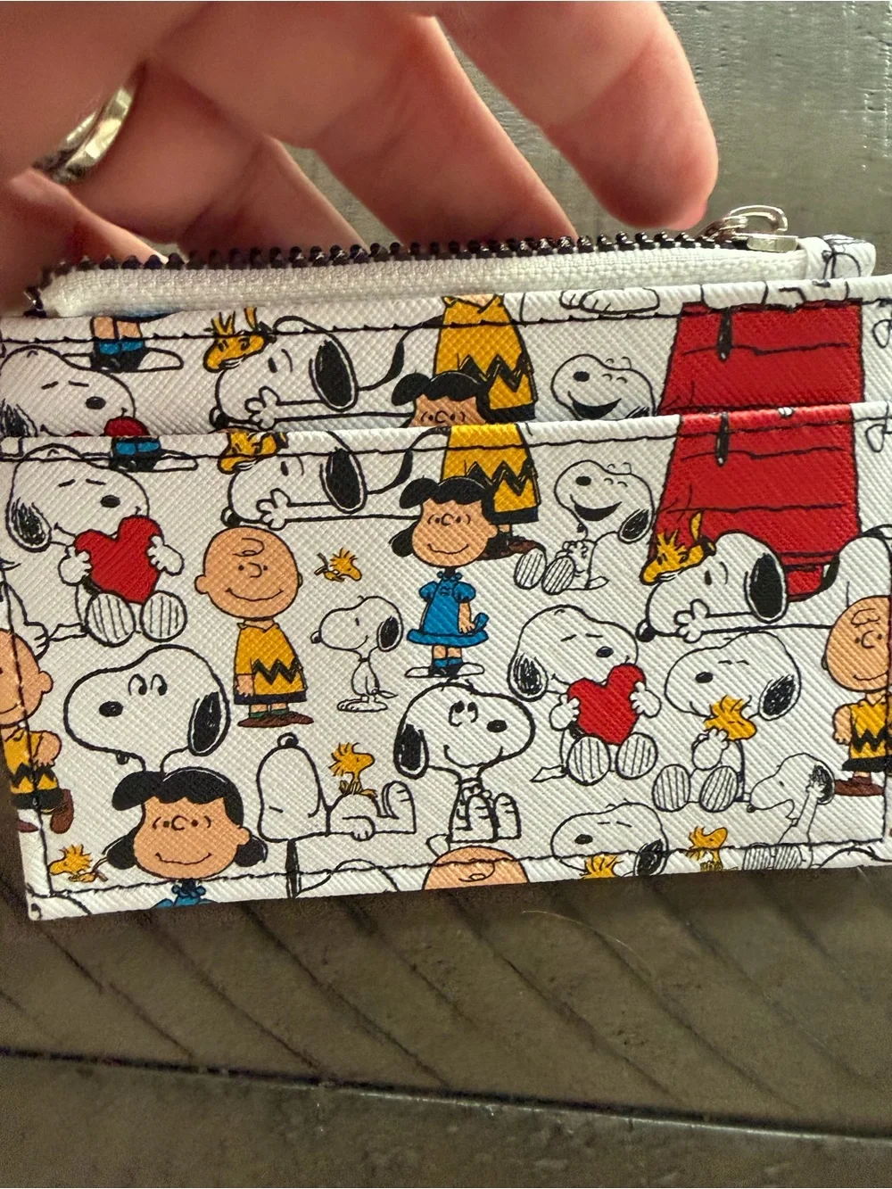 Peanuts Snoopy Card Holder with Keychain - White Multi NWOT